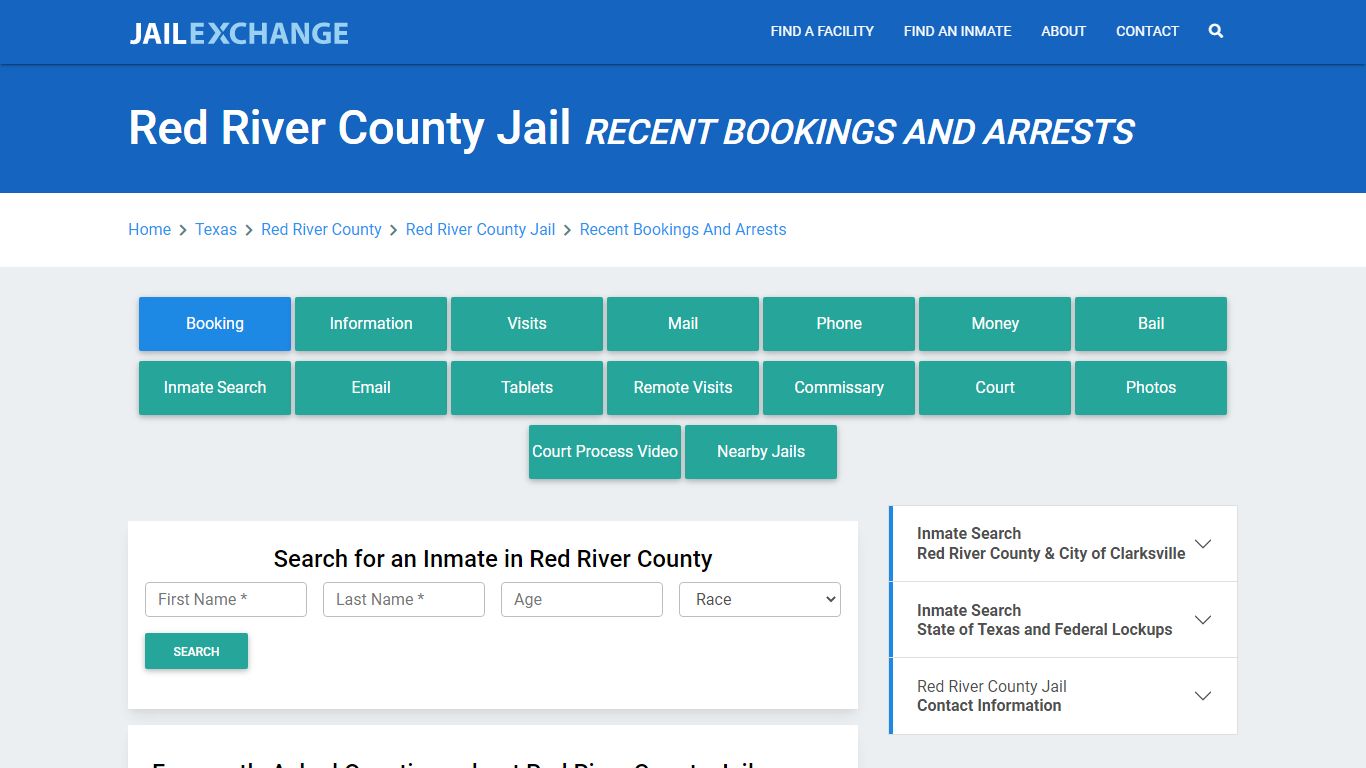 Red River County Jail & Sheriff Recent Bookings And Arrests - Jail Exchange