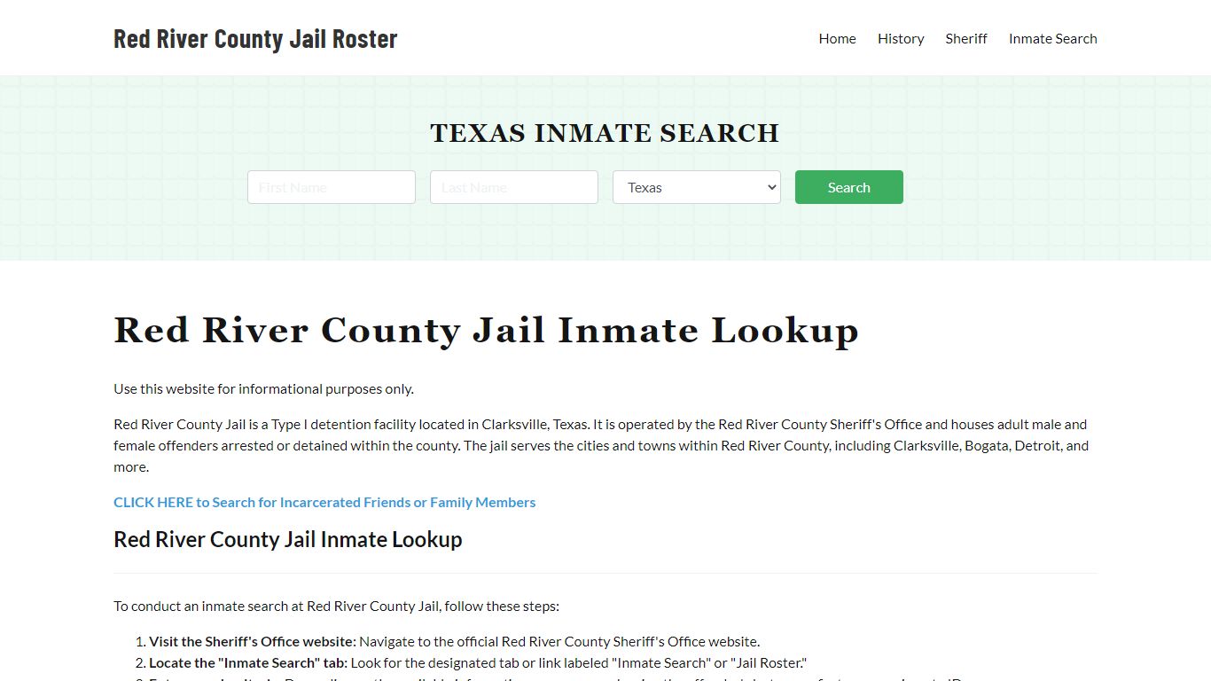 Red River County Jail Roster Lookup, TX, Inmate Search